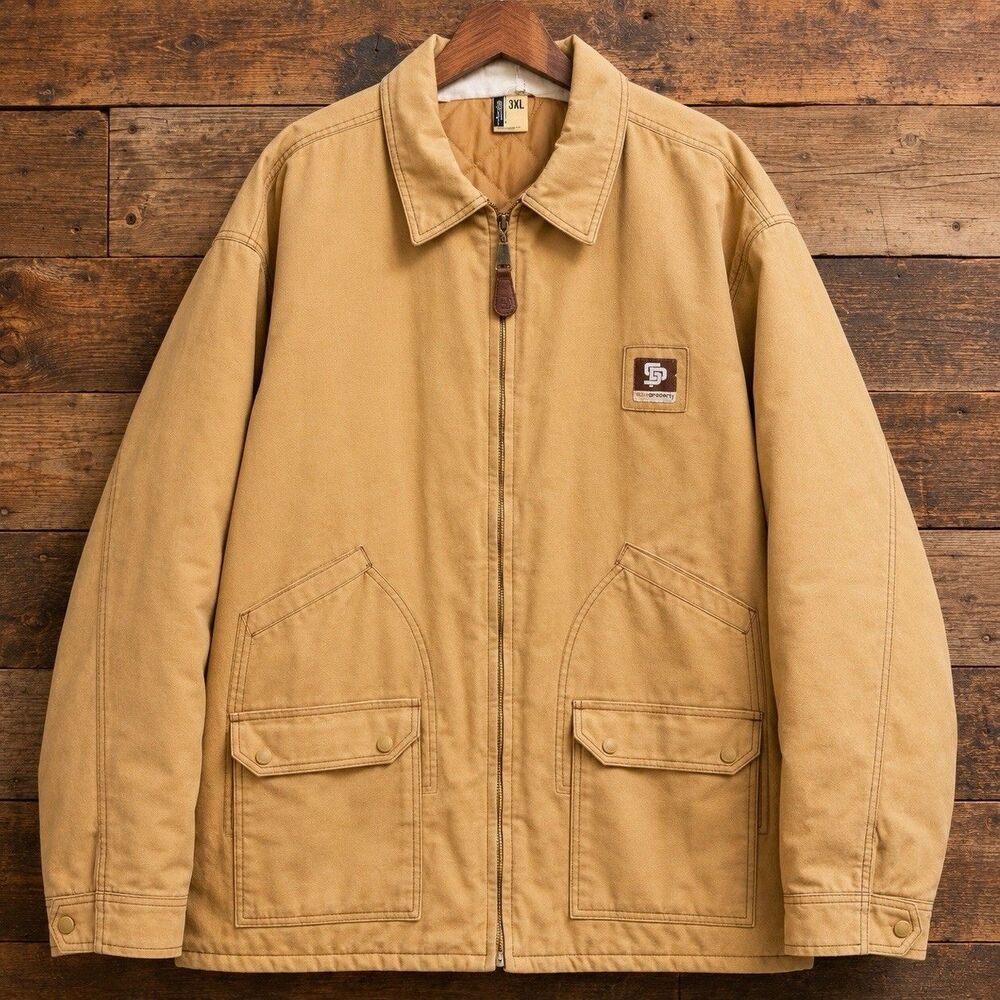 State Property Tan Canvas Quilted Work Jacket Coat Men’s 3XL Heavy Duty Utility